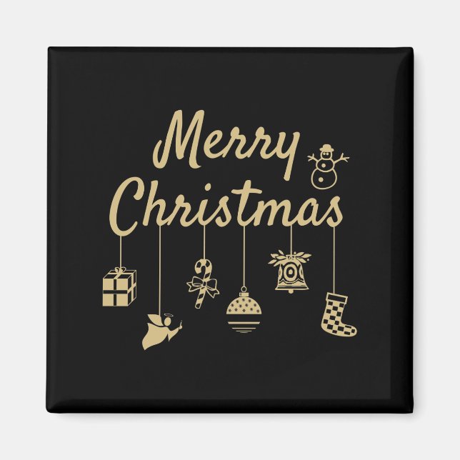Aimant Joyeux Noël Ornements or (Devant)