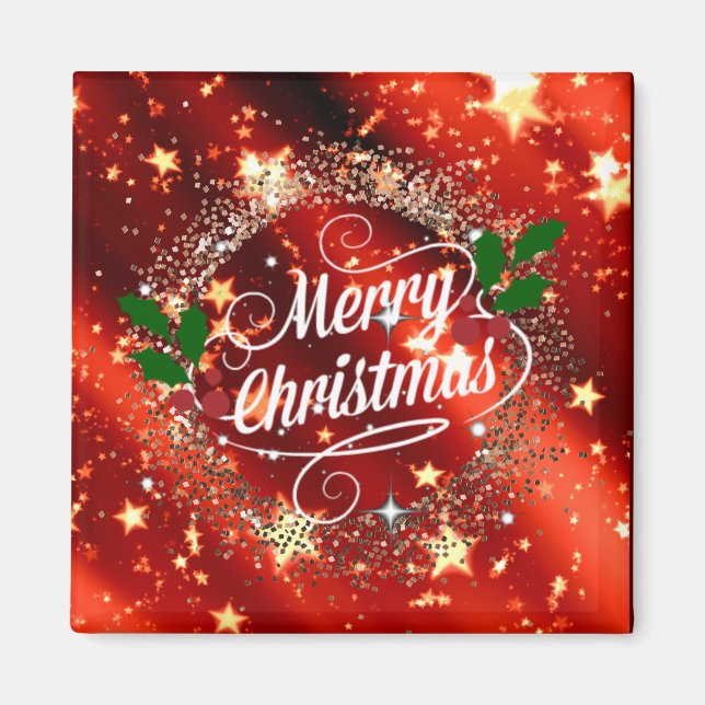 Aimant Joyeux Noël, parties scintillant et pétillant (Devant)