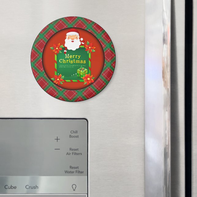Aimant Joyeux Noël Père Noël Tartan Plaid (In situ (réfrigérateur))