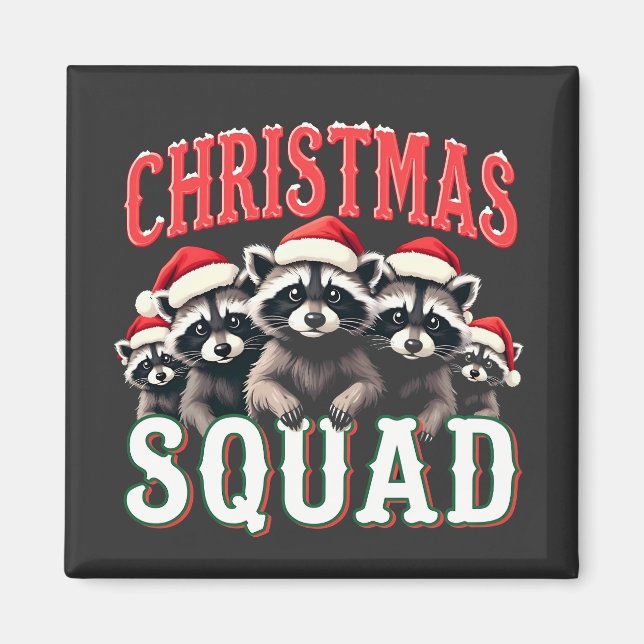 Aimant Joyeux Noël Raccoon Santa Hat Amateurs (Devant)