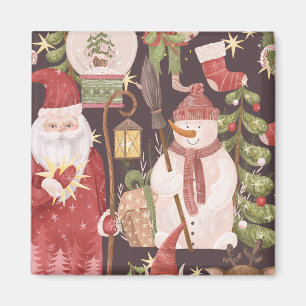 Aimant Joyeux Noël Rétro Père Noël Vintage   