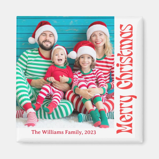 Aimant joyeux noël rouge calligraphie (Devant)