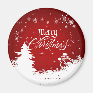 Aimant Joyeux Noël rouge et blanc vintage