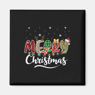 Aimant Joyeux Noël Rouge Père Noël Chapeau Reindeer Famil