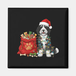 Aimant Joyeux Noël Sheepadoodle Lumières Chien Maman Shee