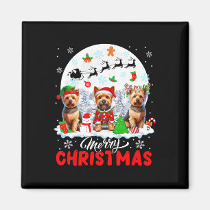 Aimant Joyeux Noël Trois Père Noël Elf Reindeer Norwich T