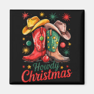 Aimant Joyeux Noël Xmas Bottes de Cowboy Western Cowgirl
