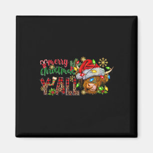 Aimant Joyeux Noël Y'all Cute Highland Vache Noël
