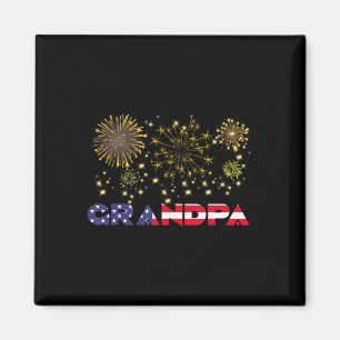 Aimant Joyeux Nouvel An 2025 Grandpa American Flag Family