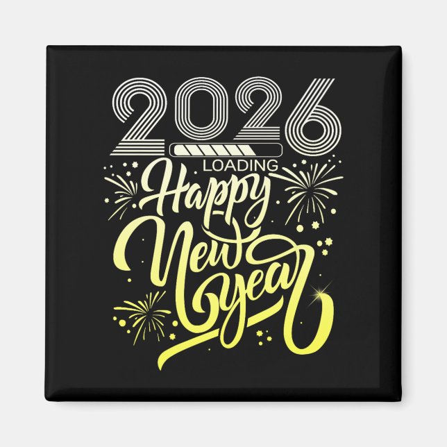 Aimant Joyeux Nouvel An 2026 Fireworks Chargement Nouvel  (Devant)