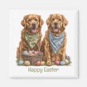 Aimant Joyeux Pâques Golden Retriever Chiens Pâques Panie