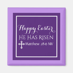 Aimant Joyeux Pâques Il A Risqué La Bible Verse Purple