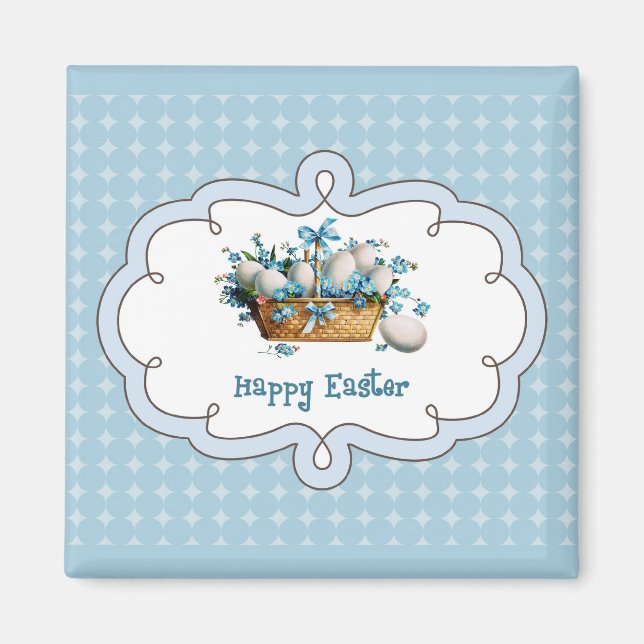 Aimant Joyeux Pâques. Magnets-cadeaux du panier d'oeufs v (Devant)