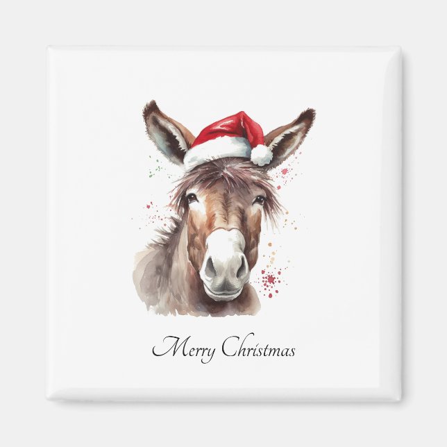 Aimant Joyeux petit âne de Noël, coutume (Devant)