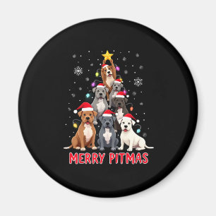 Aimant Joyeux Pitmas Pitbull Chien Pull de Noël Moche Tr