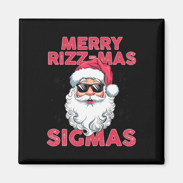 Aimant Joyeux Rizz Mas Sigmas Funny Père Noël (Devant)
