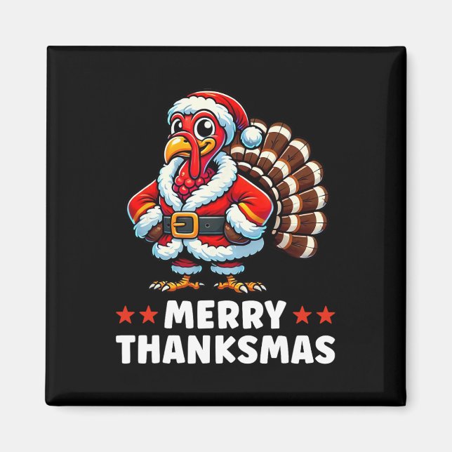 Aimant Joyeux Thanksmas Thanksgiving Turquie Noël Drôle (Devant)