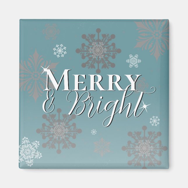 Aimant Joyeux turquoise et Feux de neige brillants Noël (Devant)