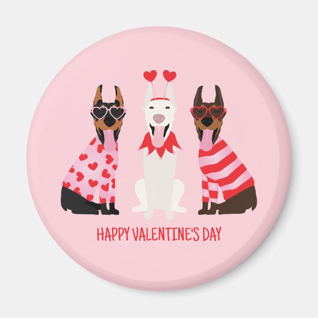 Aimant Joyeux Valentines Day Chiens Dobermann (Devant)