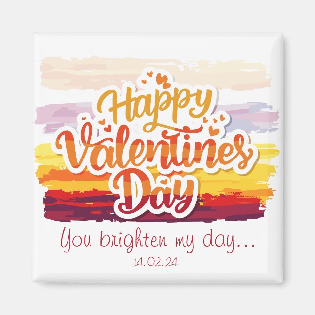 Aimant Joyeux Valentines Jour Citation 2 Pouces Carré Mag (Devant)
