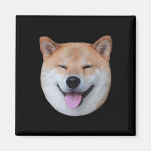 Aimant Joyeux visage de shiba inu Sourire cadeau de chi