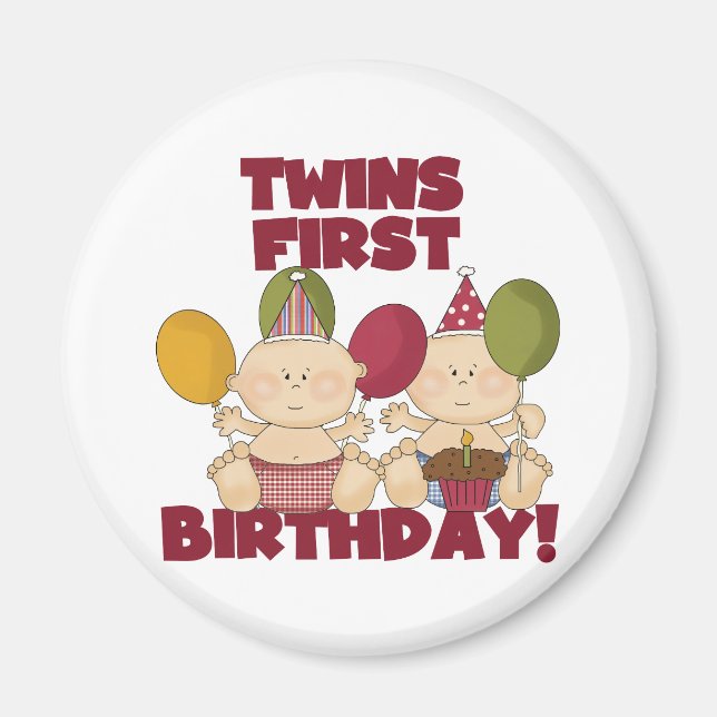 Aimant Jumeaux 1er anniversaire - T-shirts et cadeaux pou (Devant)