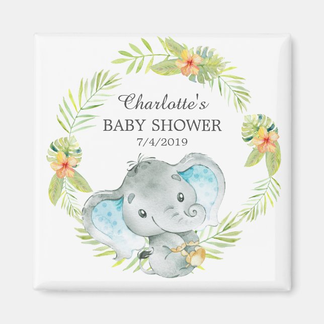Aimant Jungle Elephant Baby shower Favoriser l'aimant (Devant)