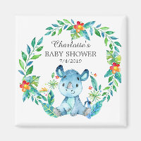 Jungle Rhino Baby shower Favoriser l'aimant