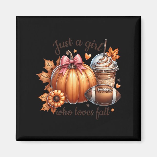 Aimant Just A Girl Who Loves Fall Pumpkin Football Cozy A (Devant)