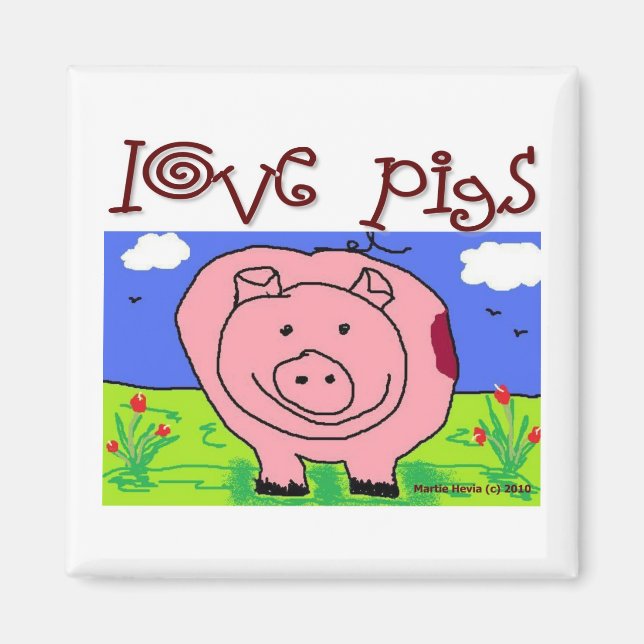 Aimant Just Kids at Heart - Cochon (1f) - Cochons d'amour (Devant)