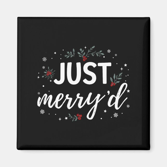 Aimant Just Merry'd Matching Christmas Wedding Party Marr (Devant)