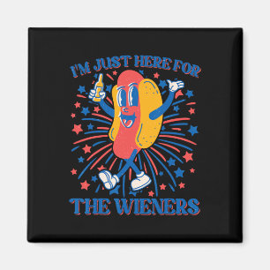 Aimant Juste Ici Pour Les Wieners Hot Dog Funny 4 Juil
