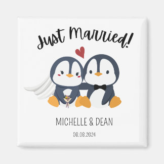 Aimant juste marié pingouin mignon cadeau personnalisé