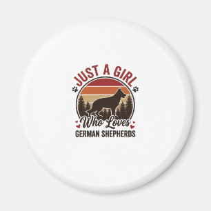 Aimant Juste Une Fille Berger Allemand Vintage Amoureux D
