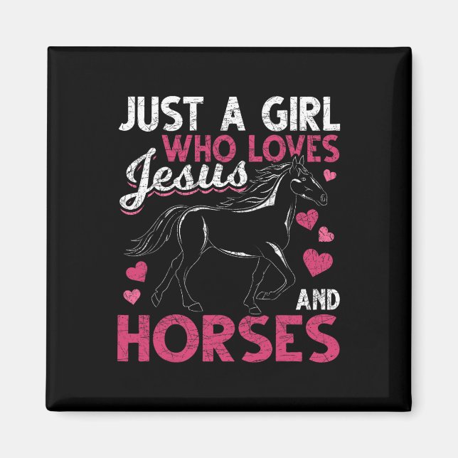 Aimant Juste Une Fille Qui Aime Jésus Et Chevaux Christ D (Devant)