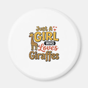 Aimant Juste Une Fille Qui Aime Les Girafes Vintage Vecto