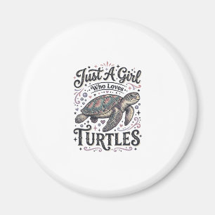 Aimant Juste une fille qui aime les tortues modèle de t-s