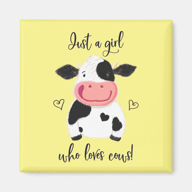 Aimant Juste Une Fille Qui Aime Les Vaches ! Coeurs Et Ho (Devant)
