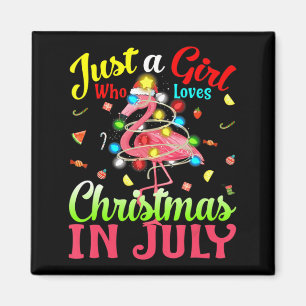 Aimant Juste Une Fille Qui Aime Noël En Flamant rose Juil