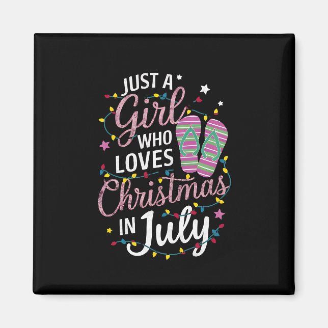 Aimant Juste une fille qui aime Noël en juillet été (Devant)