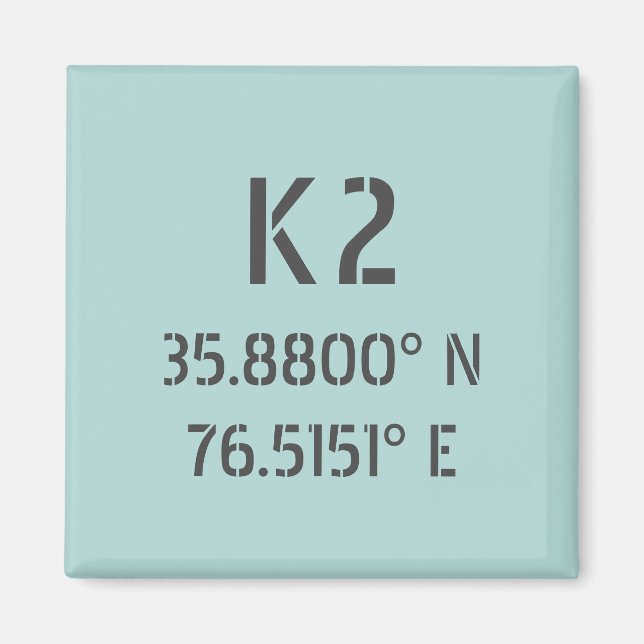 Aimant K2 Latitude et longitude (Devant)
