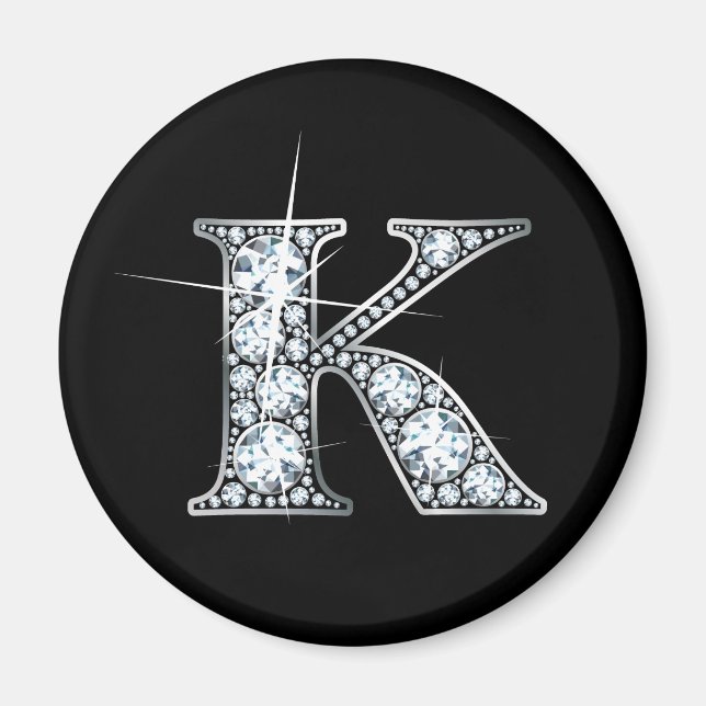Aimant "K" Faux-"Diamond Bling" (Devant)