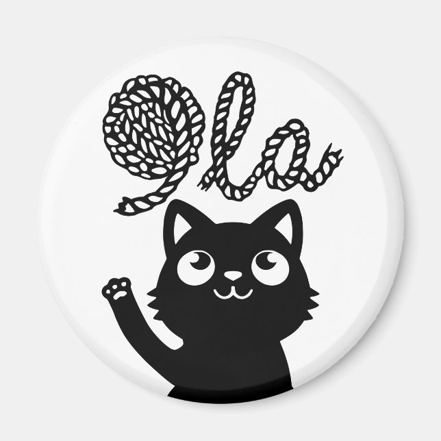 Aimant Kamala Harris Président 2024 Comma La Cat et Yarn (Devant)