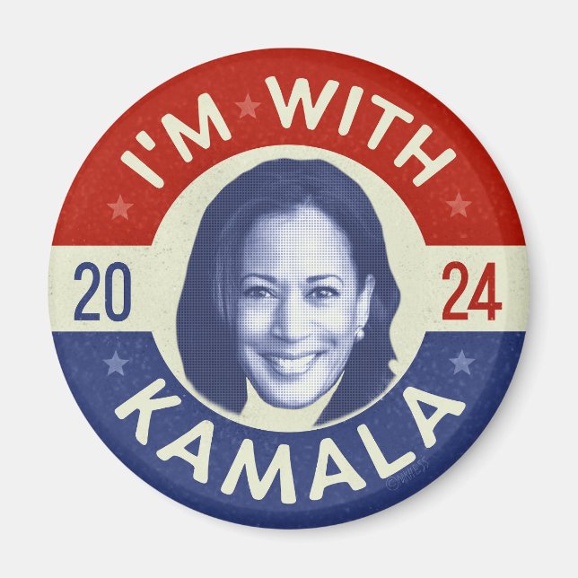 Aimant Kamala Harris Président 2024 Democrat Photo Retro (Devant)