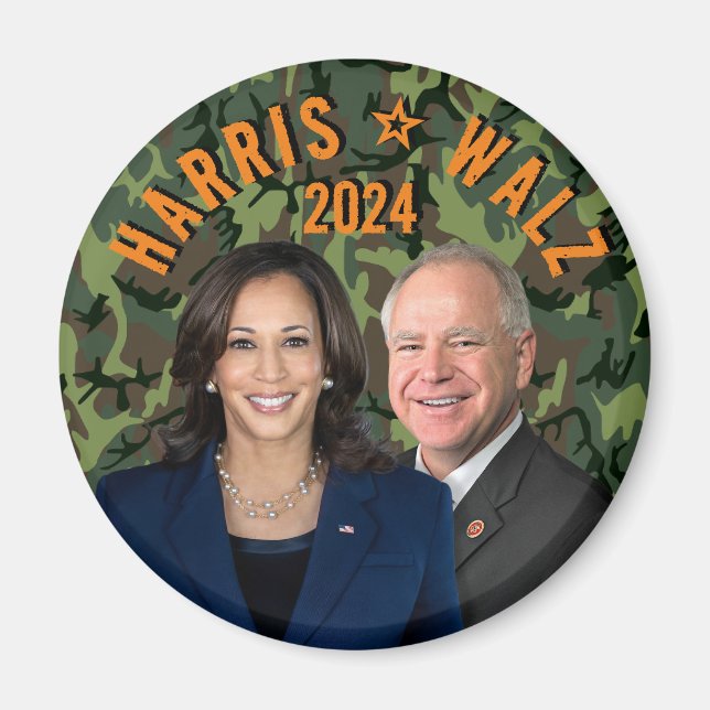 Aimant Kamala Harris Tim Walz Président Vice-Photos Camo (Devant)