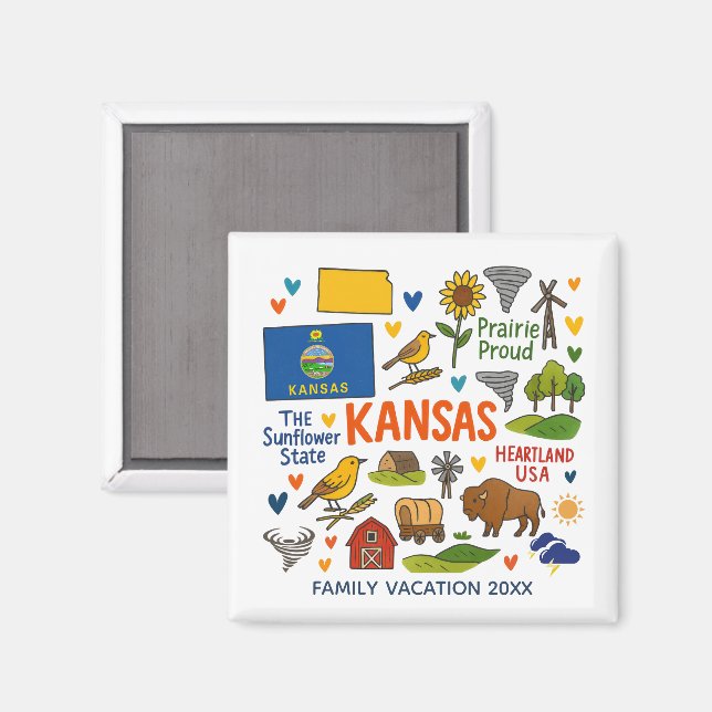 Aimant Kansas Family Trip Keepsake Personalized (Recto/Verso)