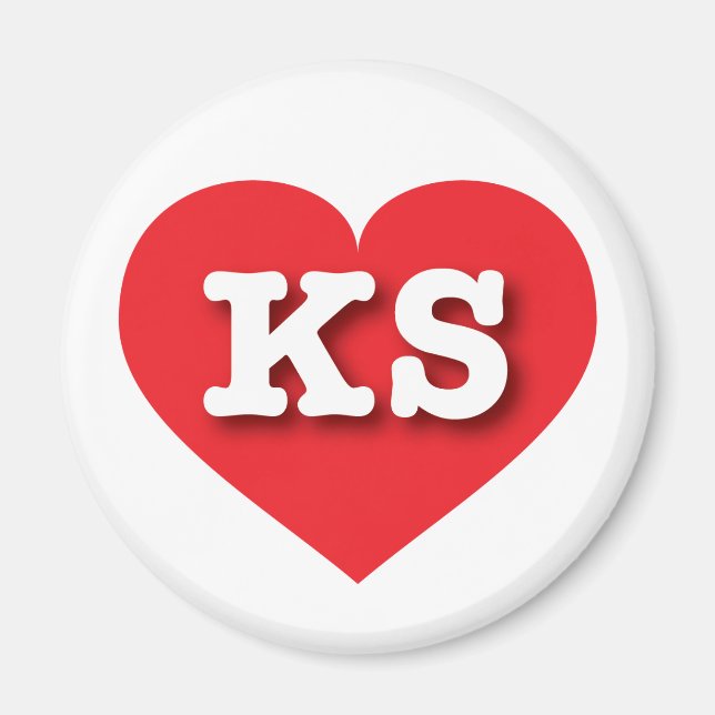Aimant Kansas Red Heart - J'aime KS (Devant)