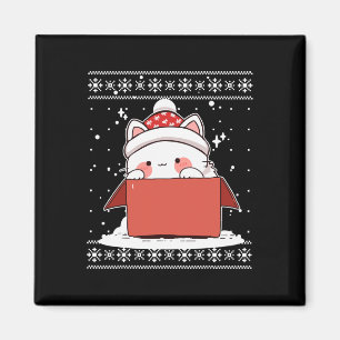 Aimant Kawaii Chat Dans Une Boîte Noël Mignonne Anime Ado