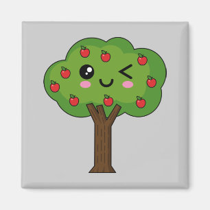 Aimant Kawaii Joyeux Pommier À Voie