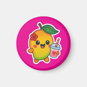 Aimant Kawaii Mango - Fruit d'amour avec Smoothi de coeur